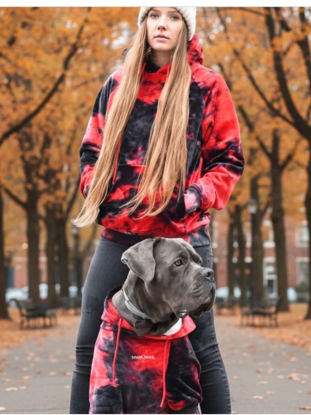 Red & Black Tie-Dye Dog Hoodie Spark Paws 2X - Picture 8 of 8